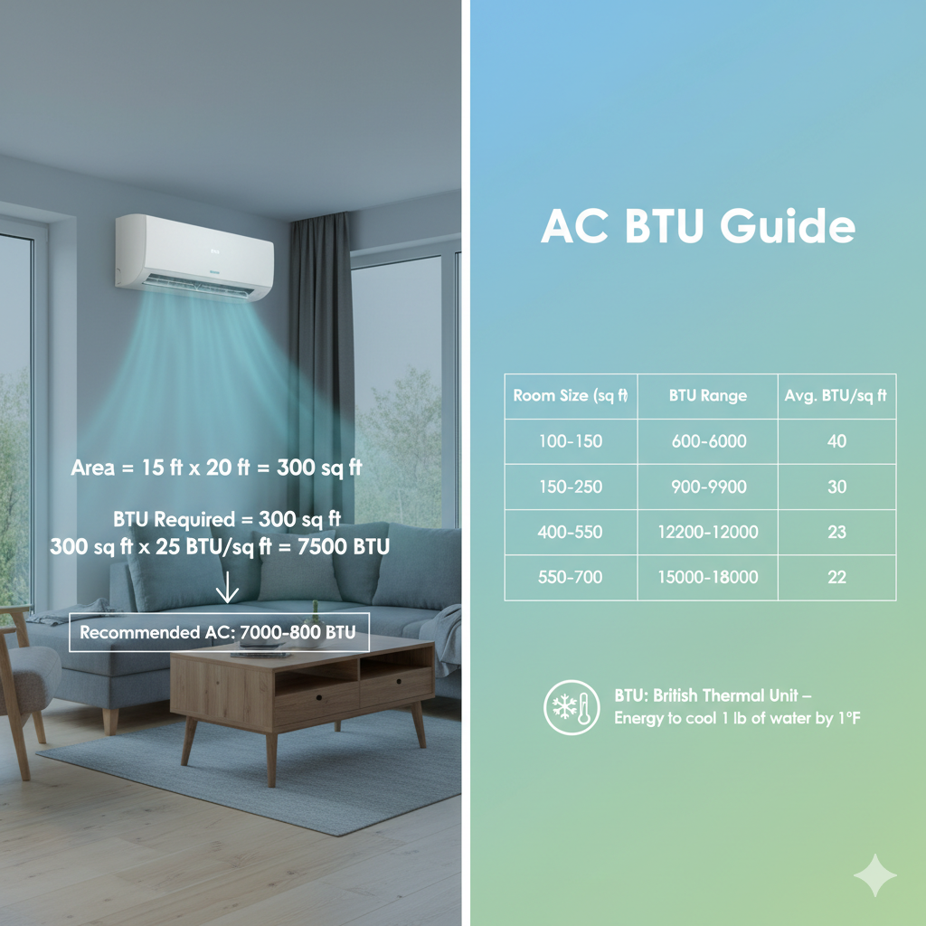 ภาพประกอบการคำนวณ BTU สำหรับห้อง