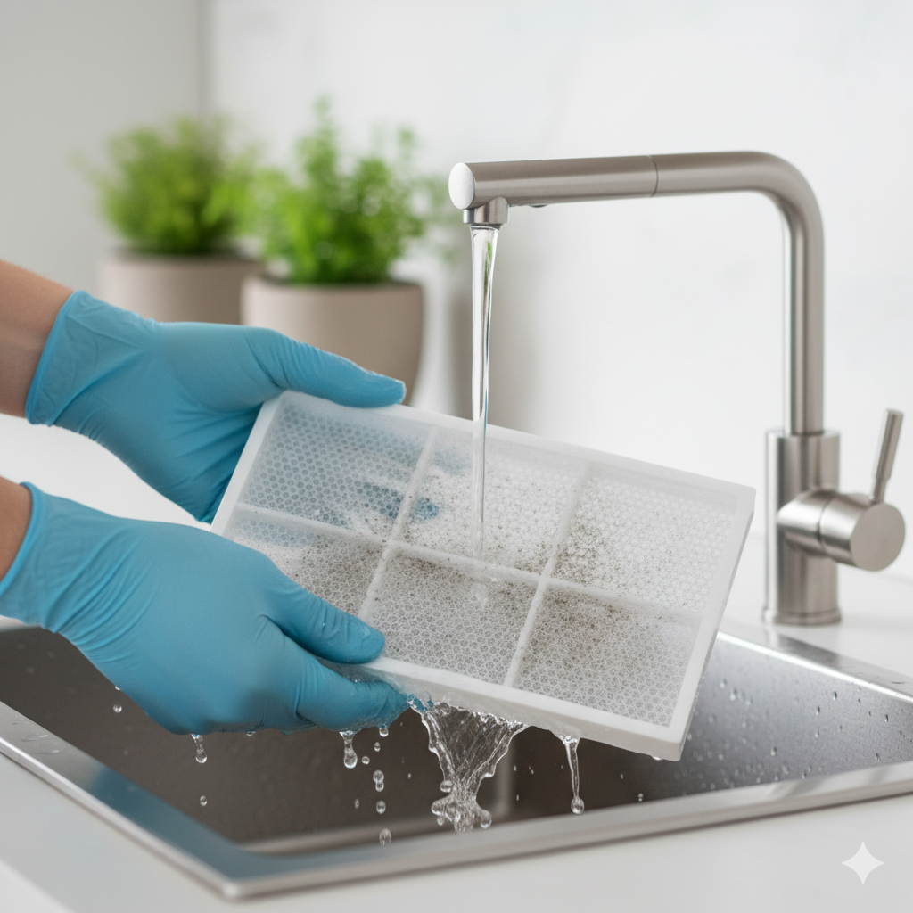 ภาพประกอบแอร์ที่มีแผ่นกรองสกปรก